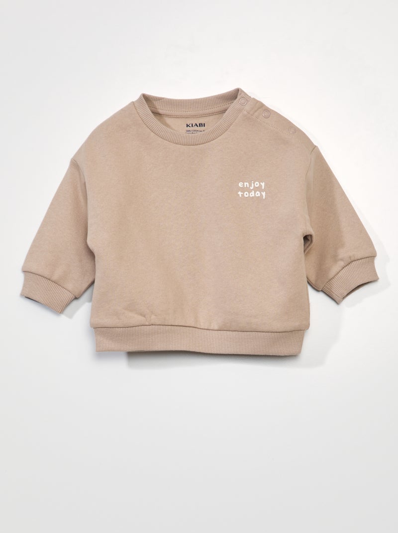 Sweat unisexe oversize en molleton Beige - Kiabi