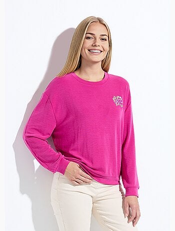 Sweat volume boite molleton brodé détail brillant - Afibel