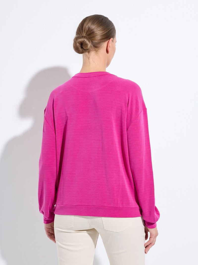 Sweat volume boite molleton brodé détail brillant - Afibel Violet foncé - Kiabi