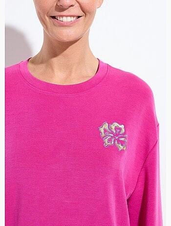 Sweat volume boite molleton brodé détail brillant - Afibel
