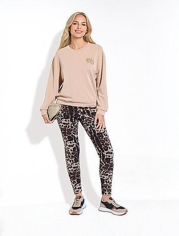 Sweat volume boite molleton brodé détail brillant