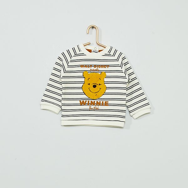 Sweat Winnie L Ourson Eco Concu Bebe Garcon Blanc Raye Kiabi 10 00