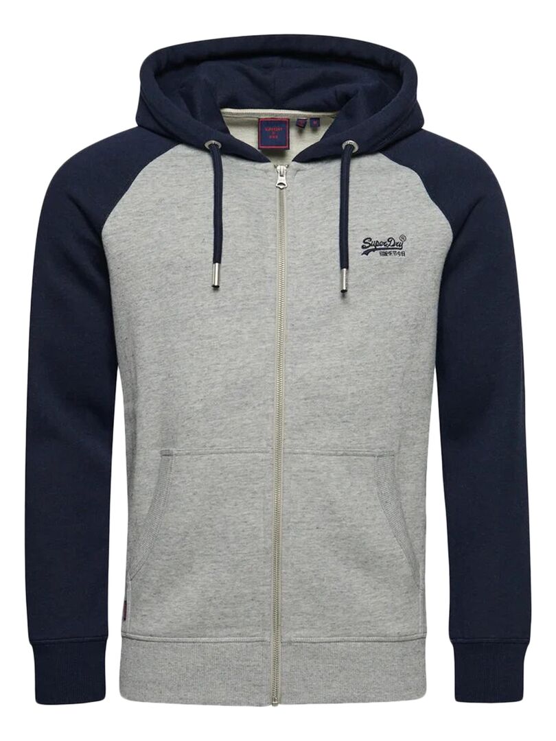 Sweat-shirt SUPERDRY Essential Logo Quarterback gris chiné - rouge