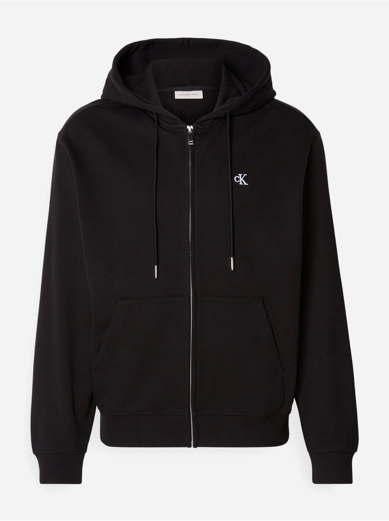 Sweat zippé à capuche - Calvin Klein Noir - Kiabi