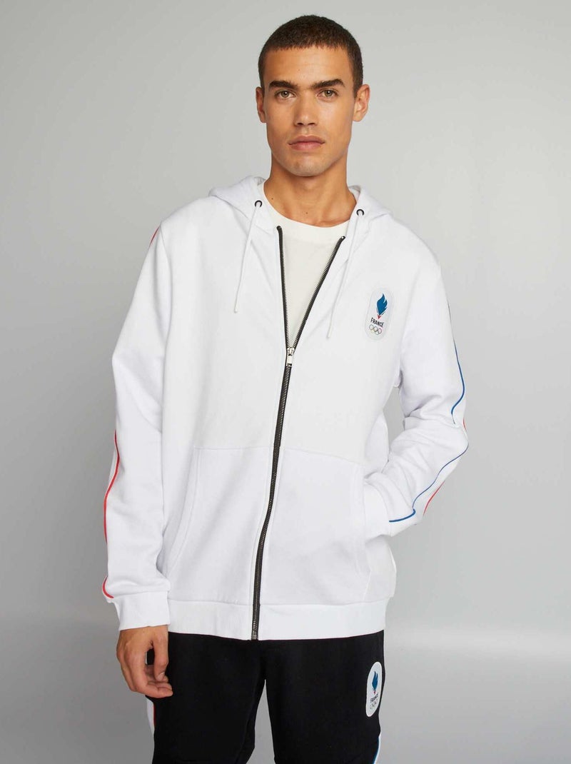 Sweat zippé à capuche - Equipe de France Olympique et Paralympique Blanc - Kiabi