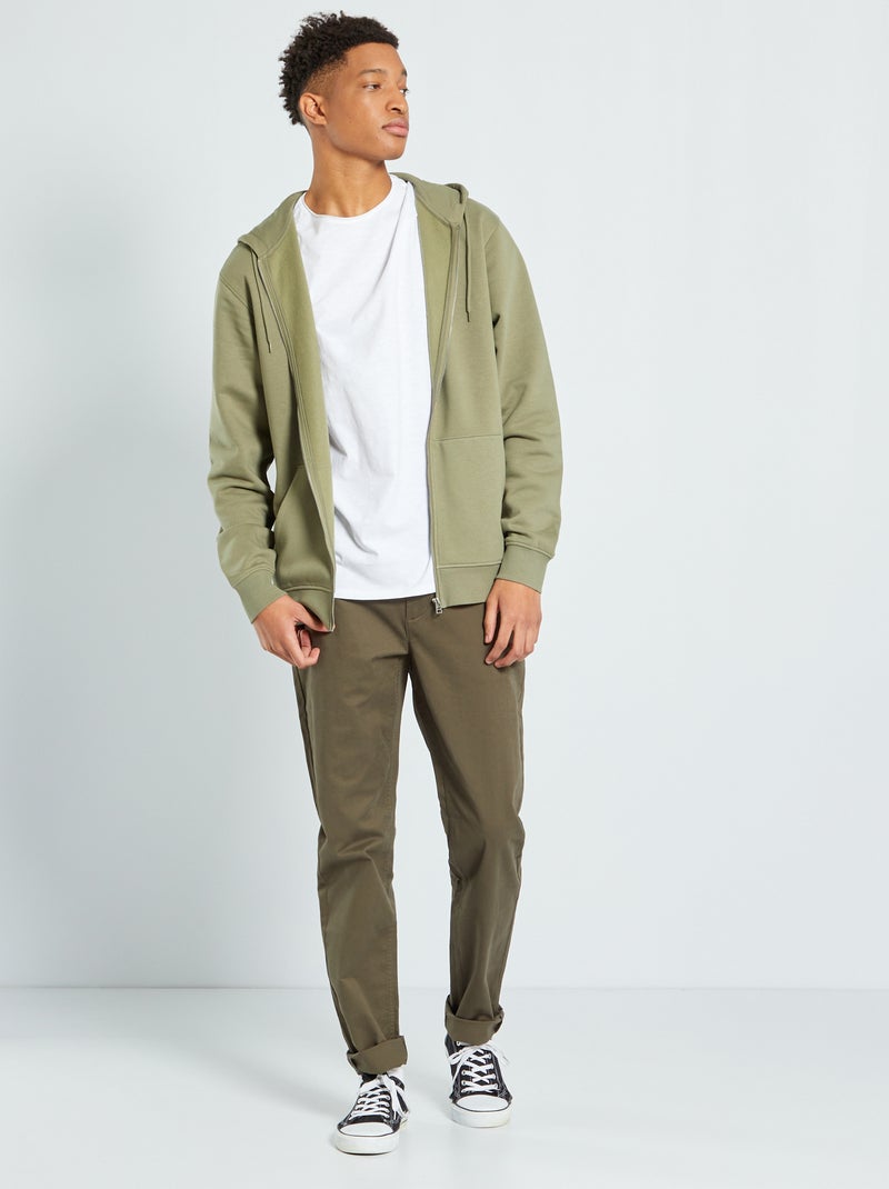 Sweat zippé à capuche  +1m90 kaki - Kiabi