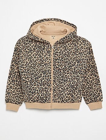 Sweat zippé à capuche avec imprimé all over