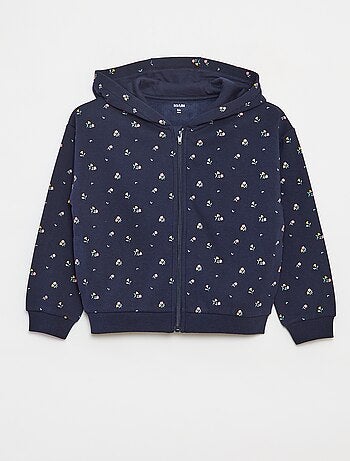 Sweat zippé à capuche avec imprimé all over