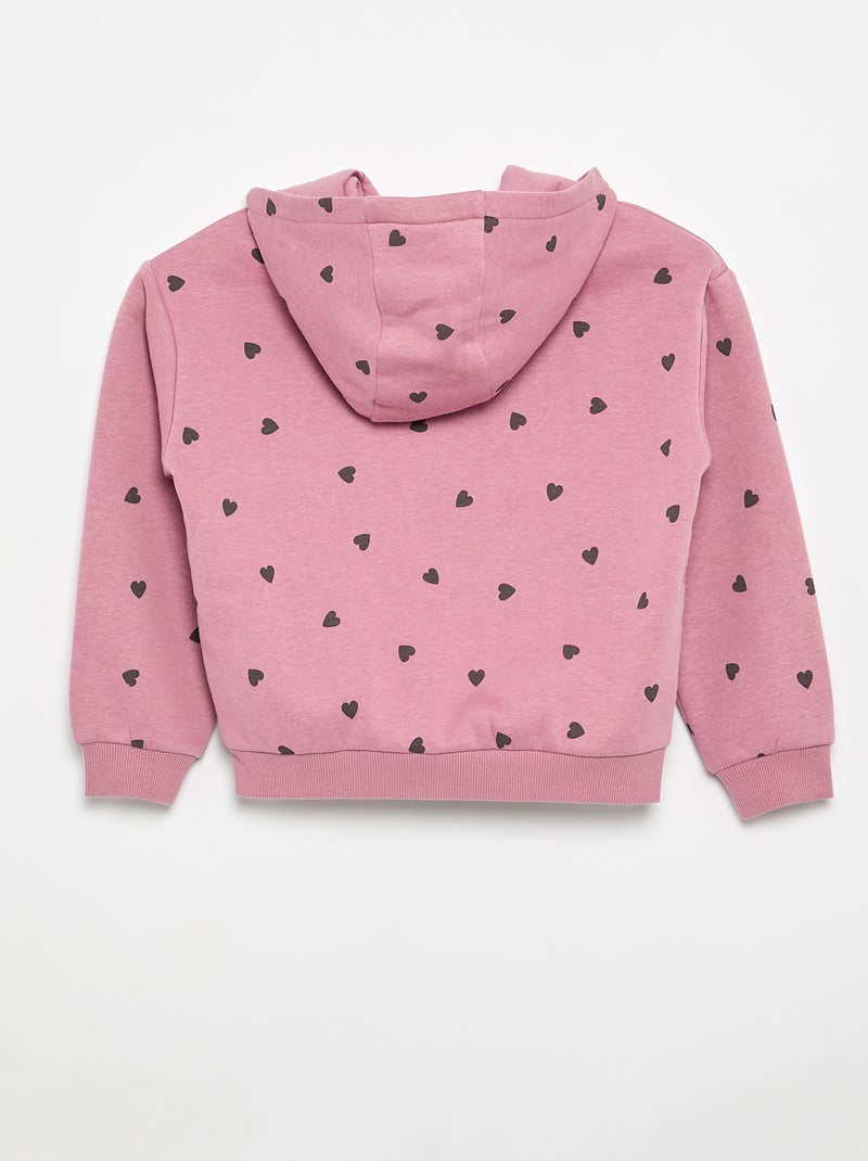 Sweat zippé à capuche avec imprimé all over Rose - Kiabi