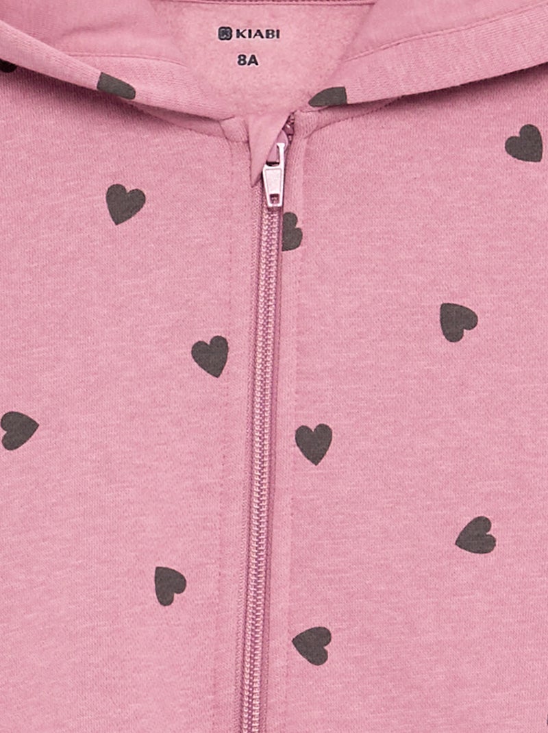 Sweat zippé à capuche avec imprimé all over Rose - Kiabi