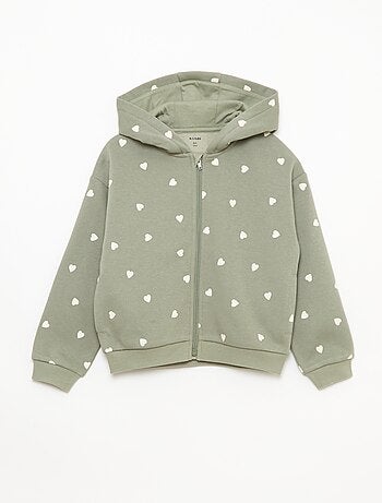 Sweat zippé à capuche avec imprimé all over
