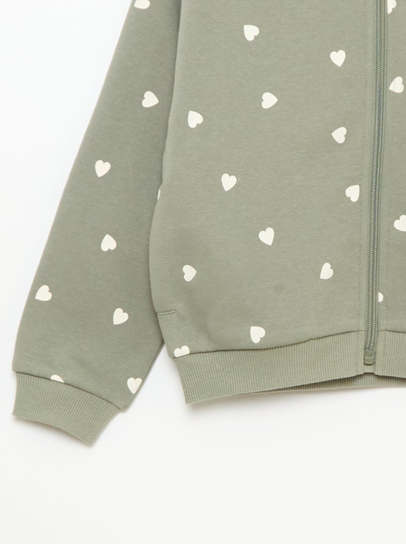 Sweat zippé à capuche avec imprimé all over Vert - Kiabi