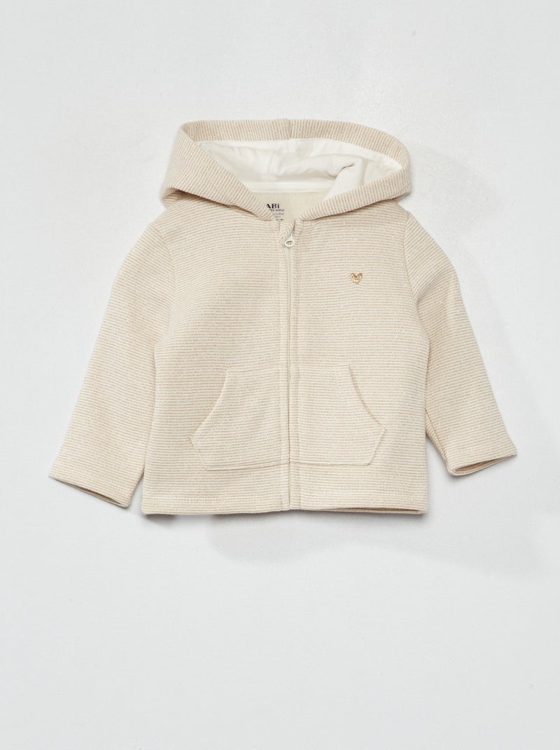 Sweat zippé à capuche avec imprimé Blanc à rayures - Kiabi