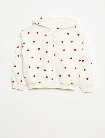 Sweat zippé à capuche avec imprimé