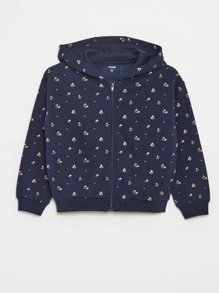 Sweat zippé à capuche avec imprimé
