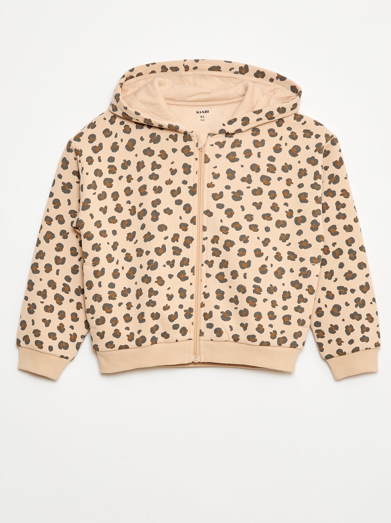 Sweat zippé à capuche avec imprimé Léopard - Kiabi