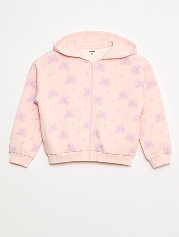 Sweat zippé à capuche avec imprimé