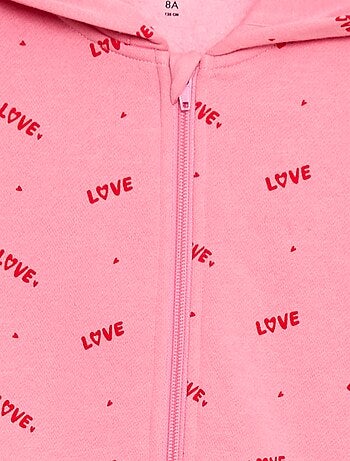 Sweat zippé à capuche avec imprimé