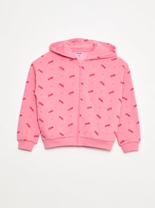 Sweat zippé à capuche avec imprimé