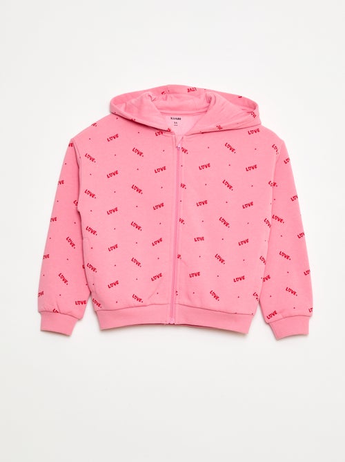 Sweat zippé à capuche avec imprimé - Kiabi