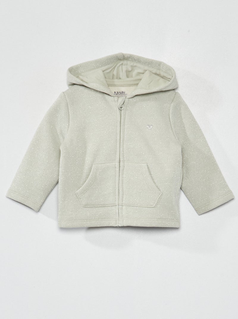 Sweat zippé à capuche avec imprimé Vert - Kiabi
