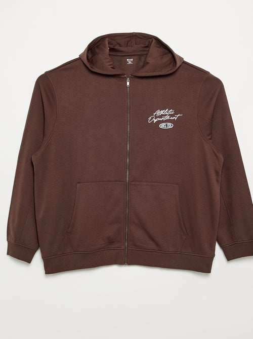 Sweat zippé à capuche avec inscriptions brodées - Kiabi