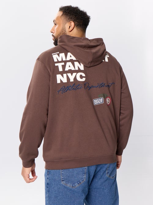 Sweat zippé à capuche avec inscriptions brodées - Kiabi Sweat zippé à capuche avec inscriptions brodées - Kiabi