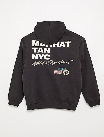 Sweat zippé à capuche avec inscriptions brodées