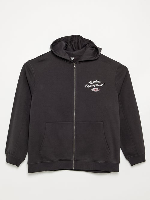 Sweat zippé à capuche avec inscriptions brodées - Kiabi