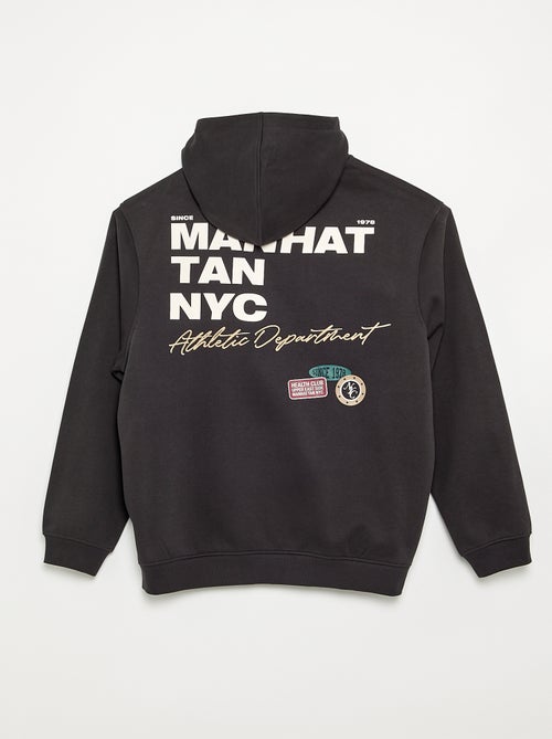 Sweat zippé à capuche avec inscriptions brodées - Kiabi