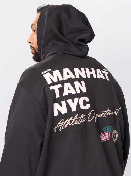Sweat zippé à capuche avec inscriptions brodées - Kiabi Sweat zippé à capuche avec inscriptions brodées - Kiabi
