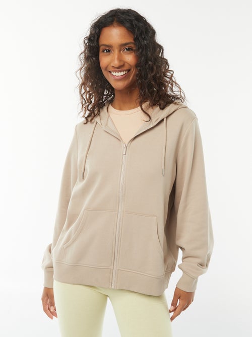 Sweat zippé à capuche basique - Kiabi