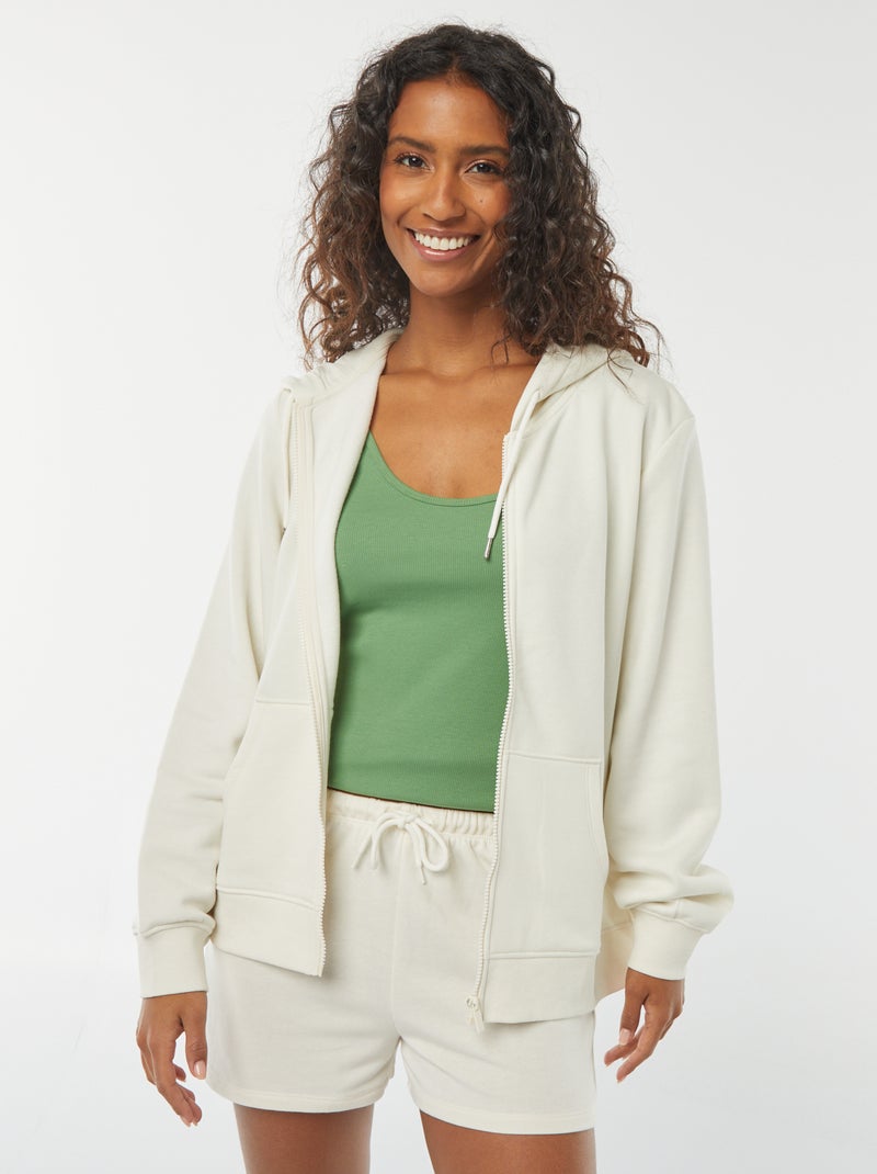 Sweat zippé à capuche basique Blanc - Kiabi