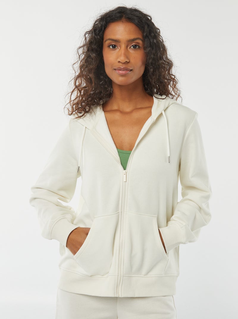Sweat zippé à capuche basique Blanc - Kiabi