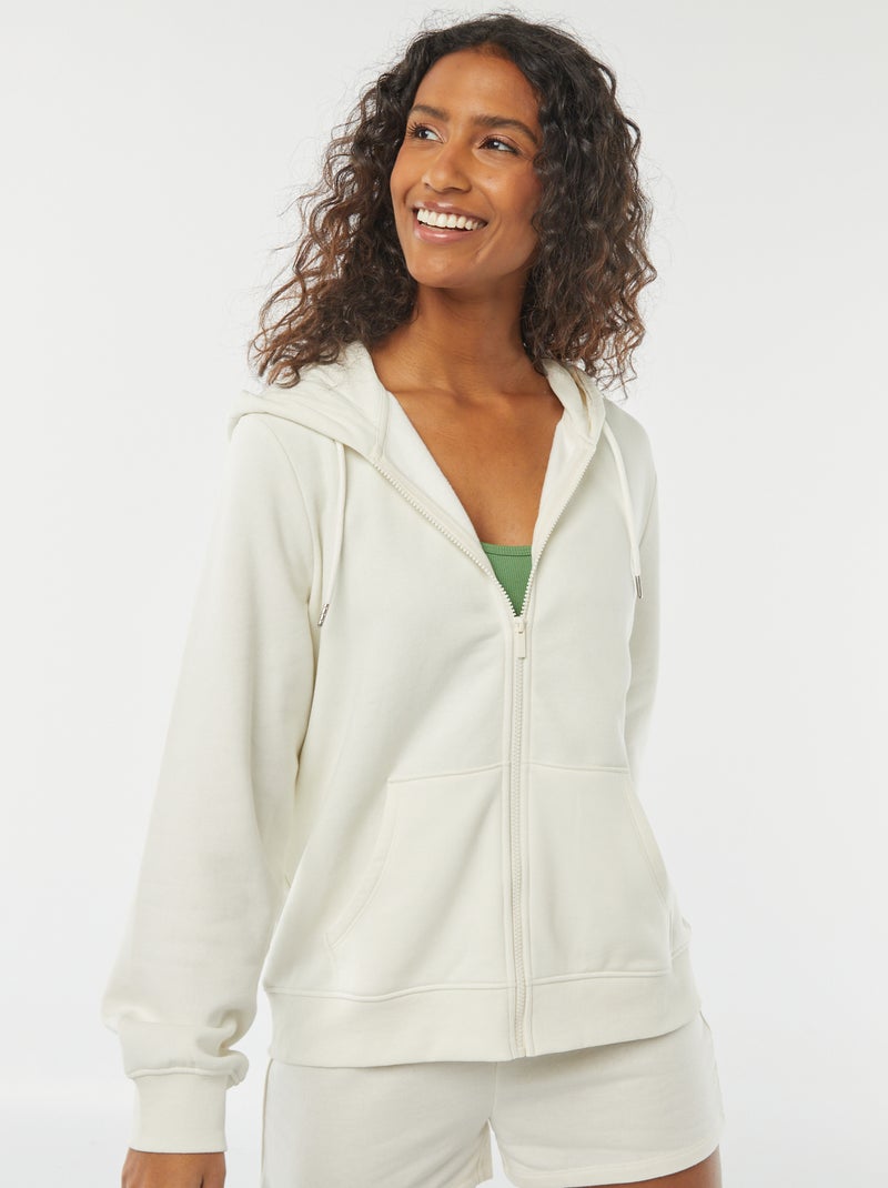 Sweat zippé à capuche basique Blanc - Kiabi