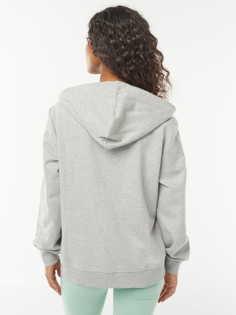 Sweat zippé à capuche basique Gris - Kiabi