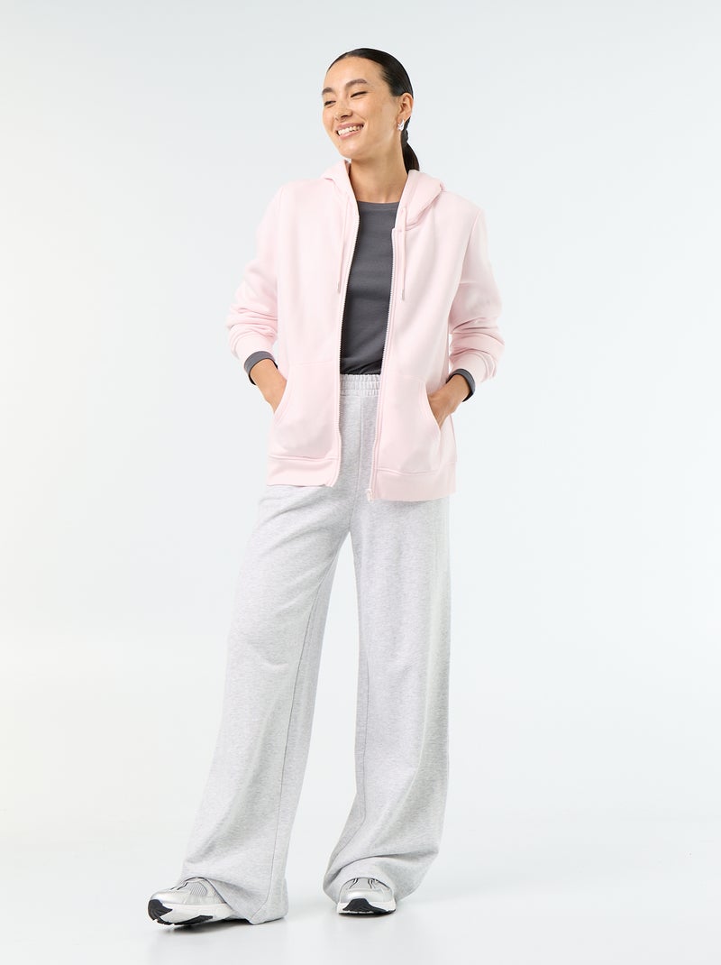 Sweat zippé à capuche basique Rose - Kiabi