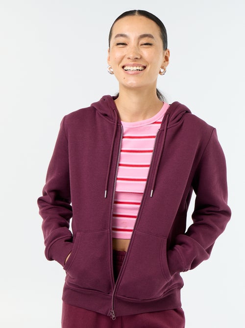 Sweat zippé à capuche basique - Kiabi