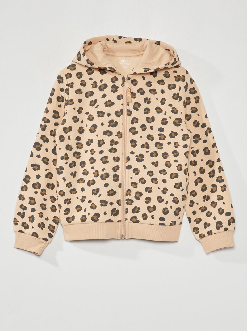 Sweat zippé à capuche Beige - Kiabi