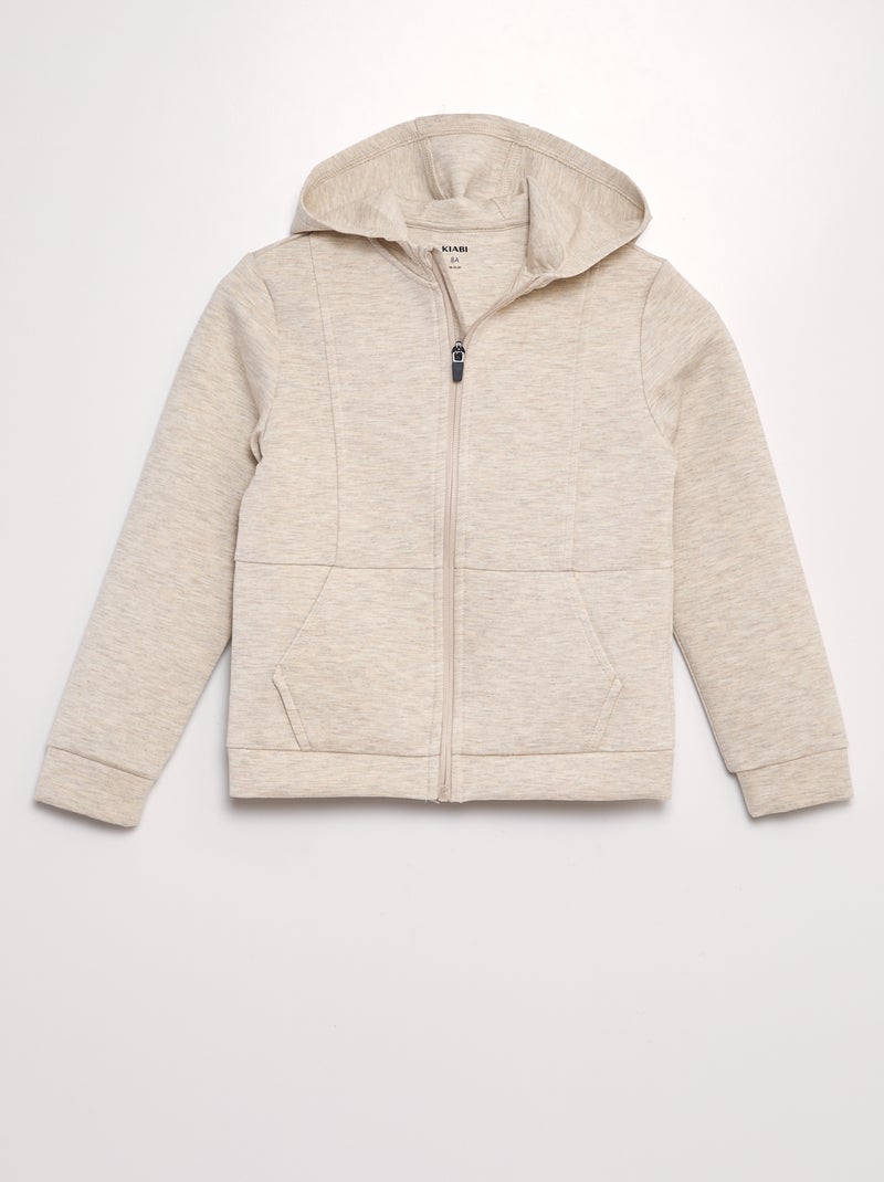 Sweat zippé à capuche Beige - Kiabi