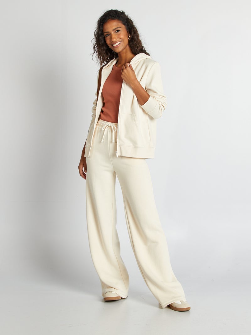 Sweat zippé à capuche Beige - Kiabi