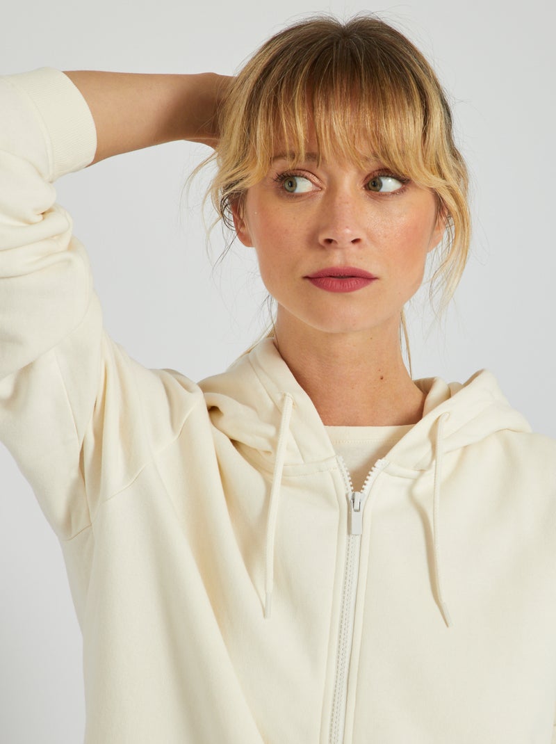 Sweat zippé à capuche Blanc - Kiabi