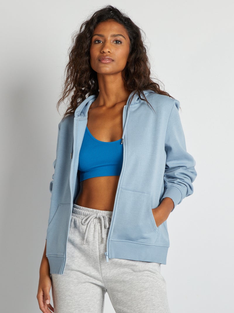 Sweat zippé à capuche Bleu - Kiabi