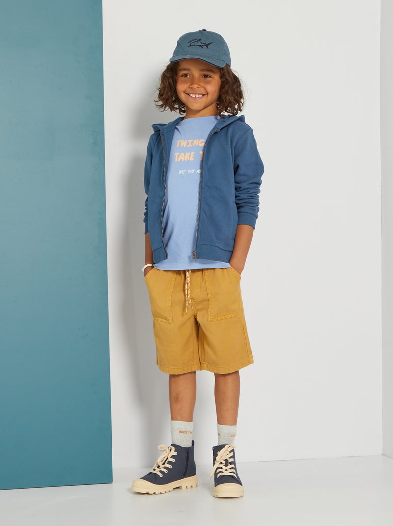 Sweat zippé à capuche bleu foncé - Kiabi