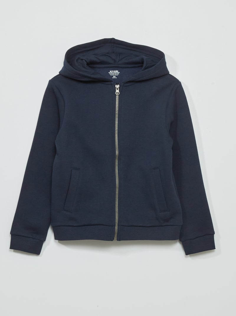 Sweat zippé à capuche bleu marine - Kiabi