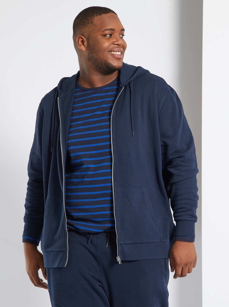 Sweat zippé à capuche bleu marine - Kiabi