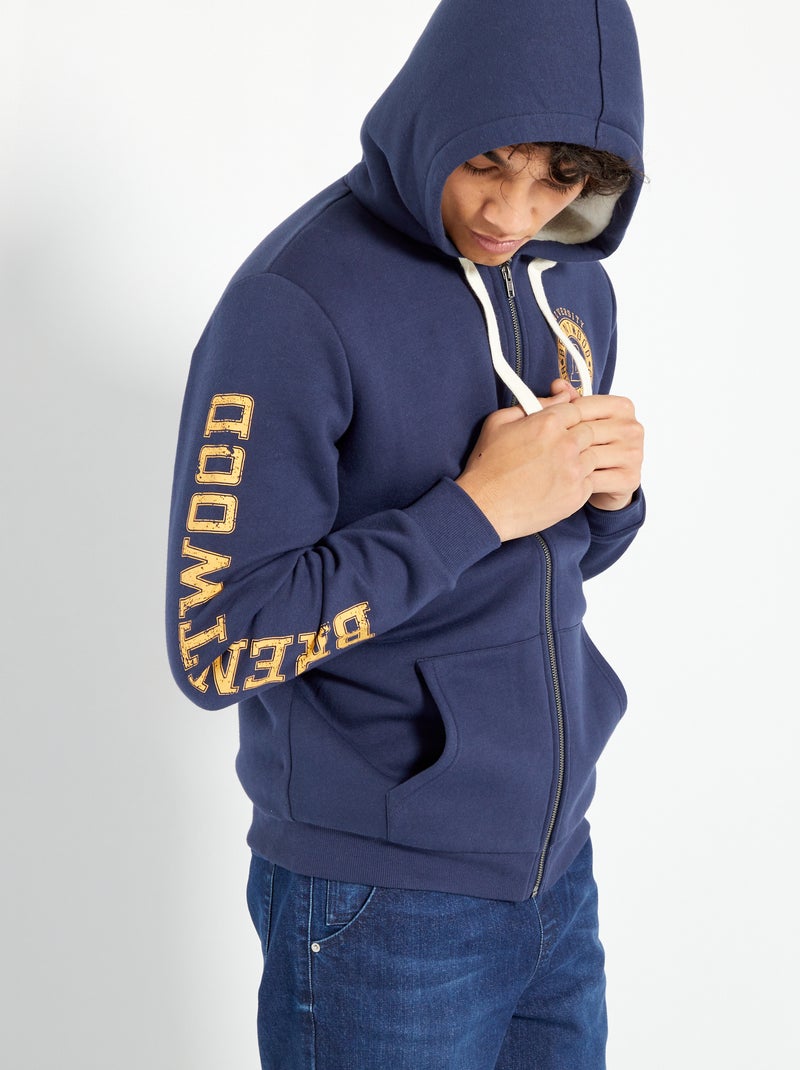 Sweat zippé à capuche bleu marine - Kiabi