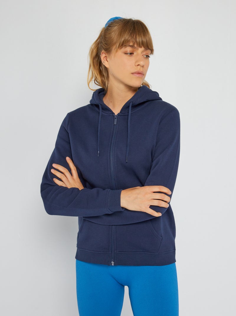 Sweat zippé à capuche bleu noir - Kiabi