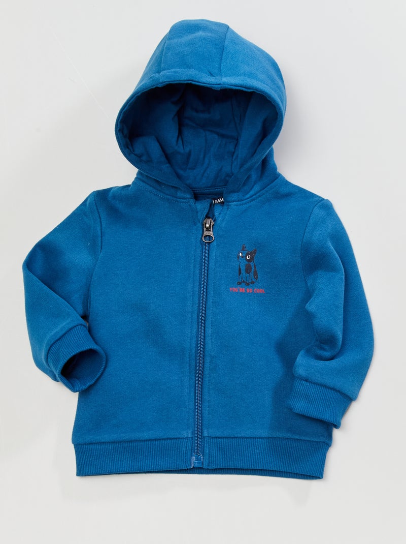 Sweat zippé à capuche bleu - Kiabi