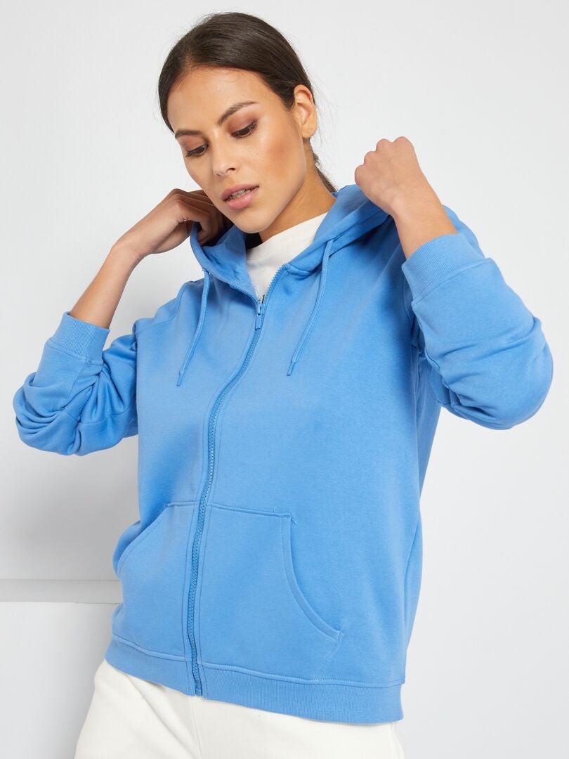 Veste sport femme, achat de sweat de sport zippé, à capuche - bleu - Kiabi